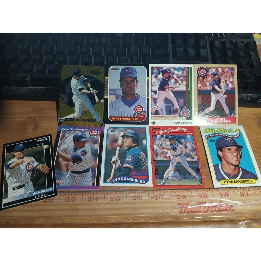 Ryne Sandberg 9 Different Card Lot 14 Chicago Cubs